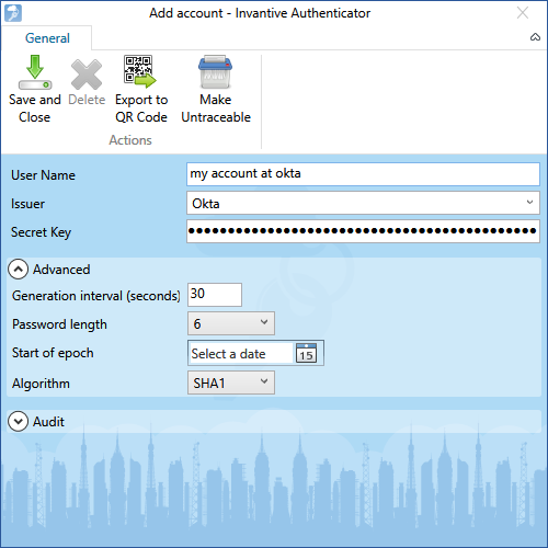 Manual import of a TOTP-account