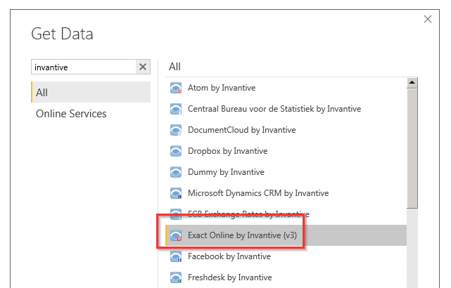 Select Exact Online in Power BI