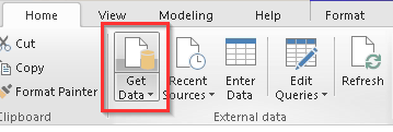 Select Get Data in Power BI
