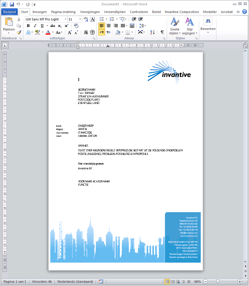 Empty letter ready to be supplied with data from database