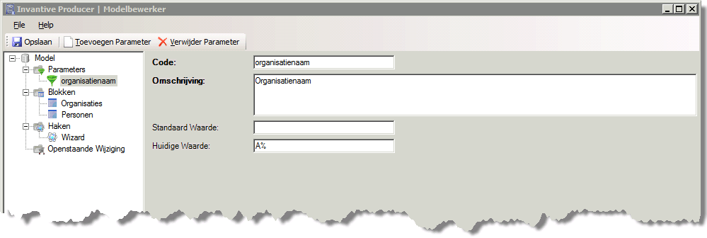 Scherm Invantive Control Parameter Rekenmodel