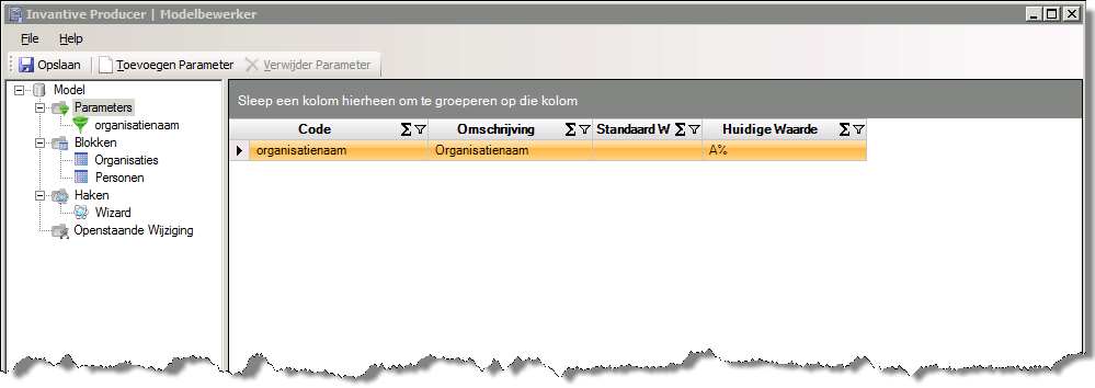 Scherm Invantive Control Parameters Rekenmodel