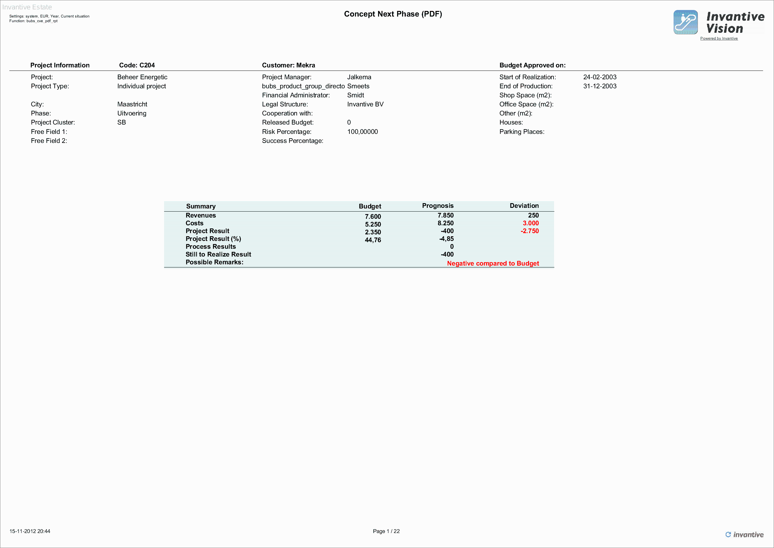 Project Concept Next Phase Report