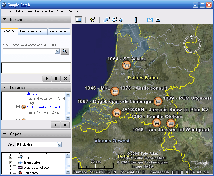 Geographical Overview Organizations in Google Earth Report