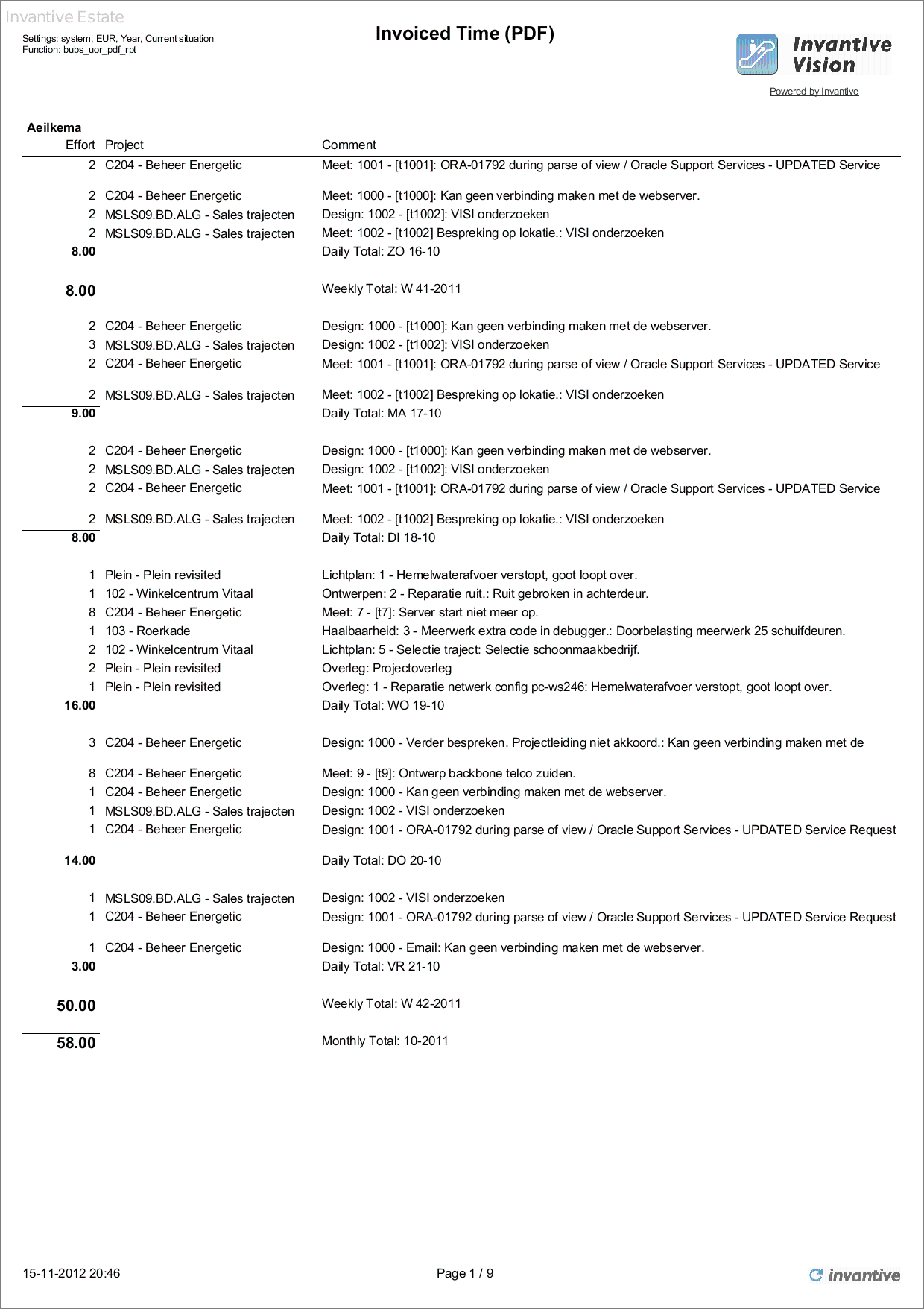 Invoiced Time Report