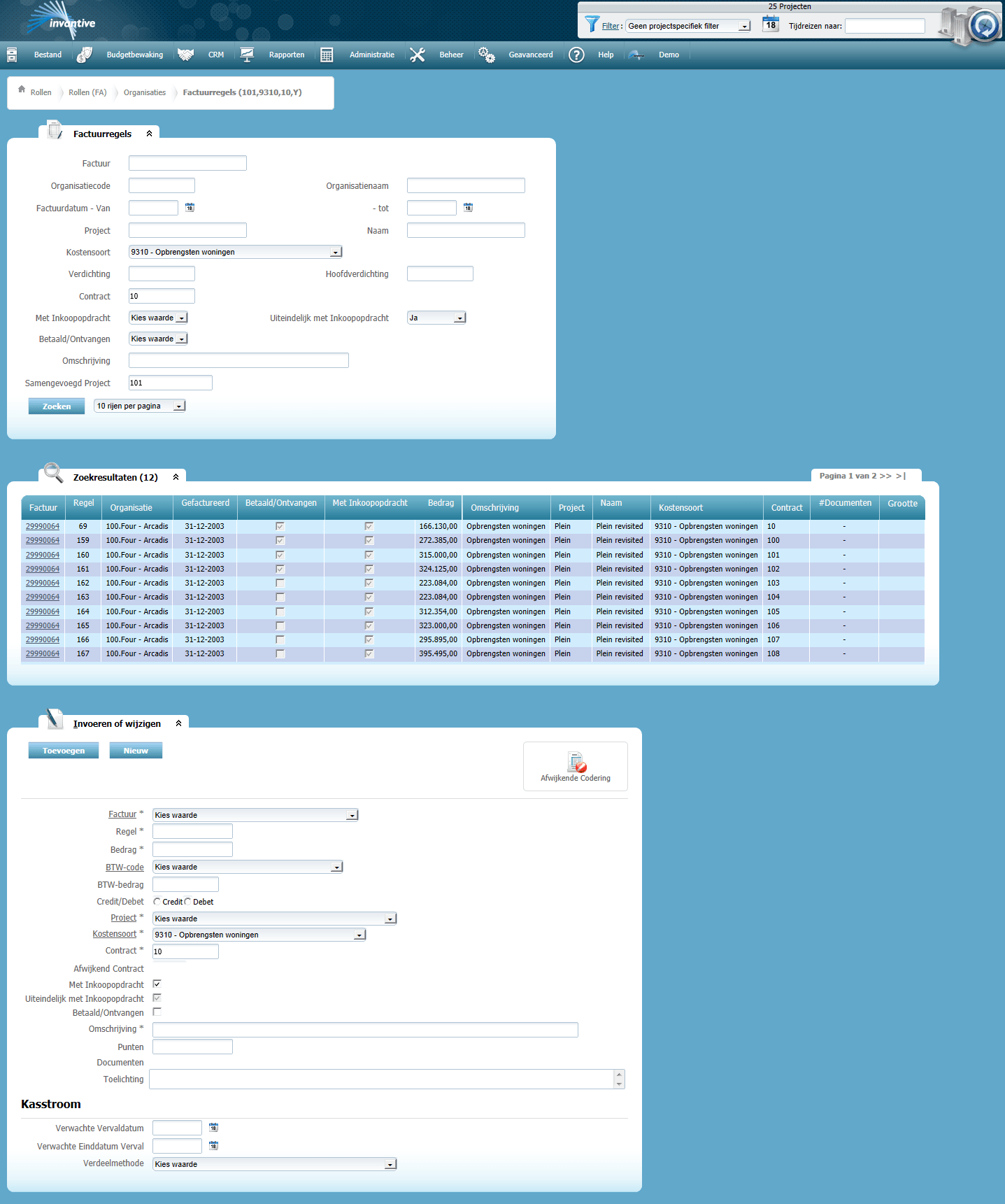 Result drill-down project budget