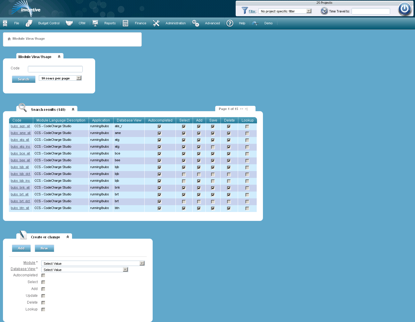 Module View Usage Screen