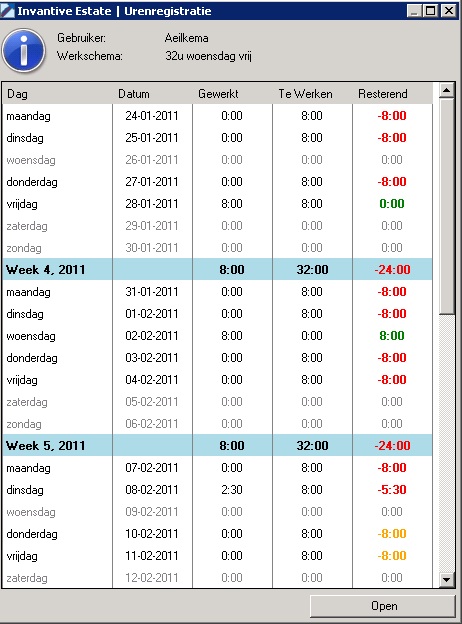 Screen Outlook Add-in Time Registration