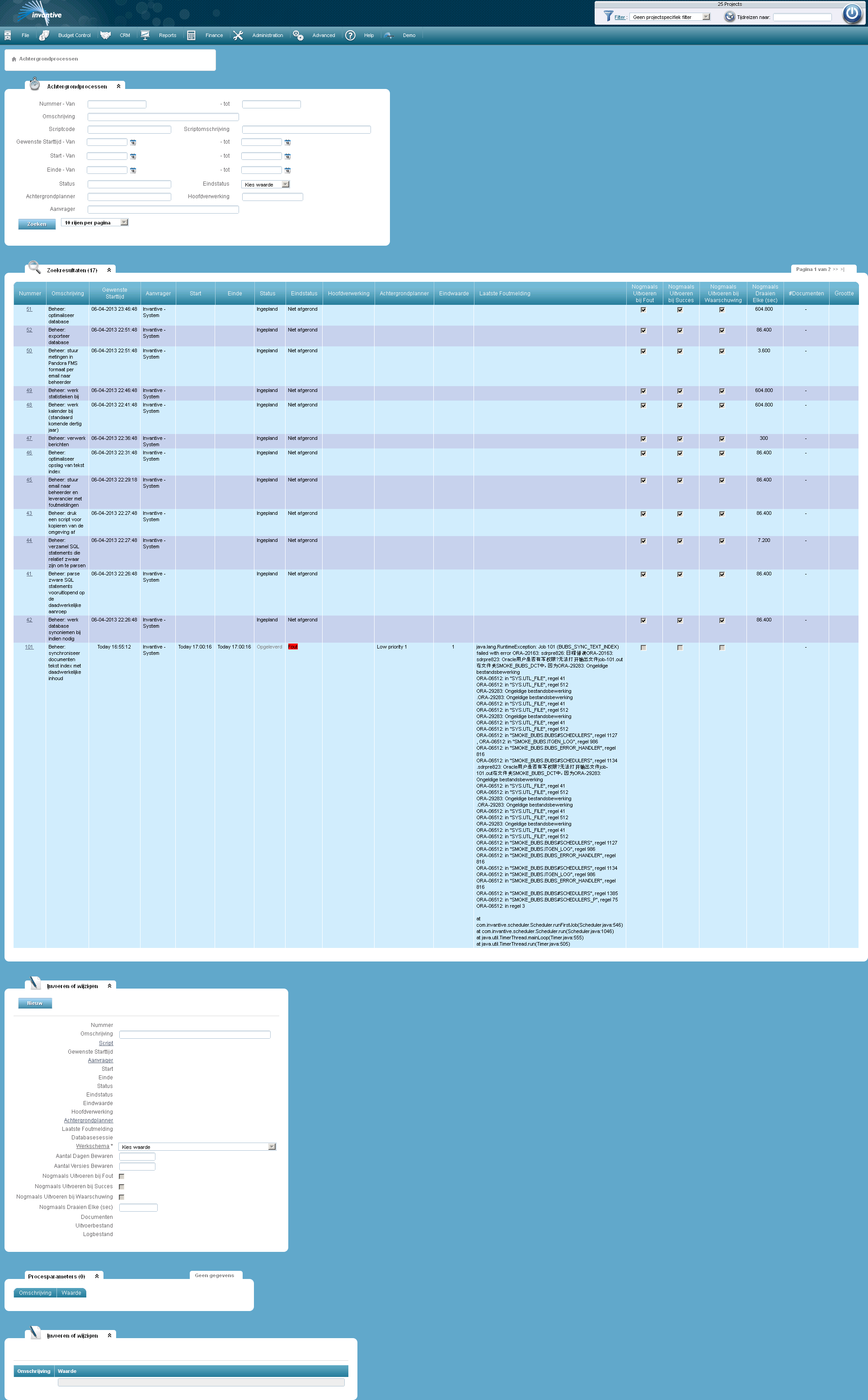 Scherm Achtergrondprocessen