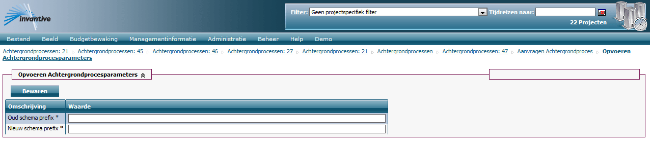 Scherm Opvoeren Parameters Achtergrondproces