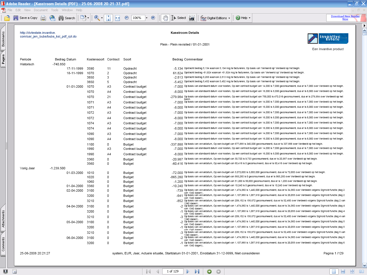 Rapport Kasstroom details