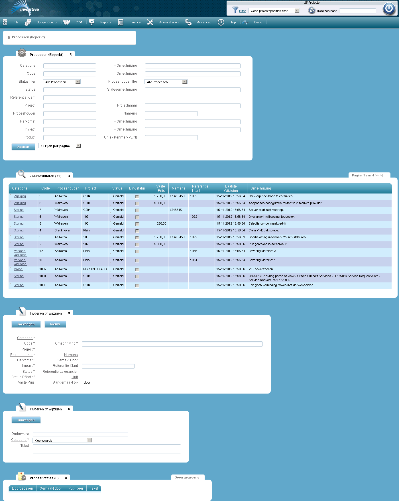 Scherm Taken Beperkt