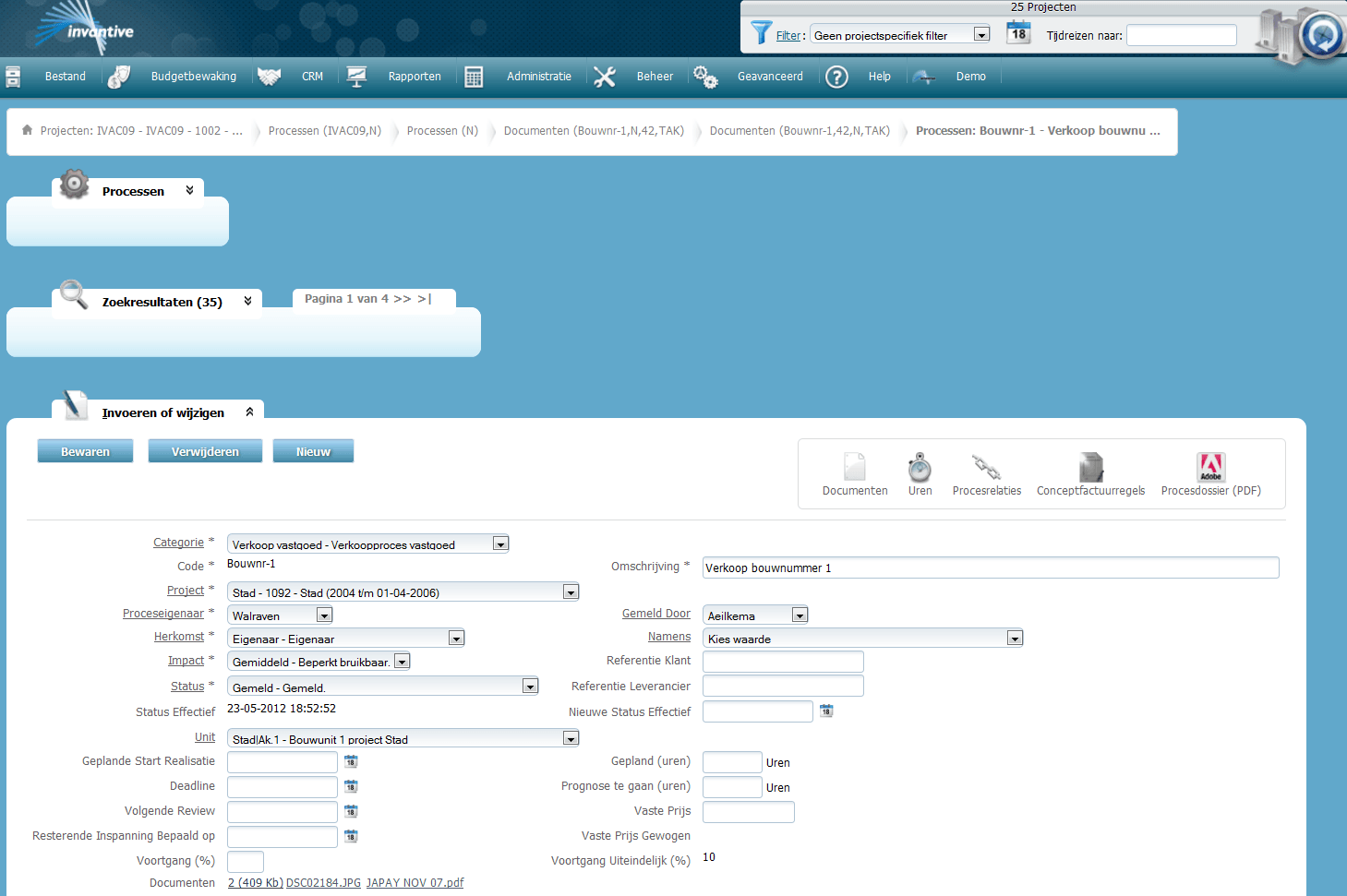 Processen met gekoppelde documenten