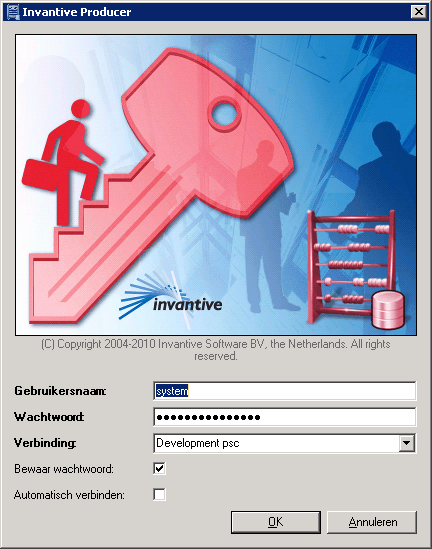 Scherm Invantive Control Aanmeldscherm