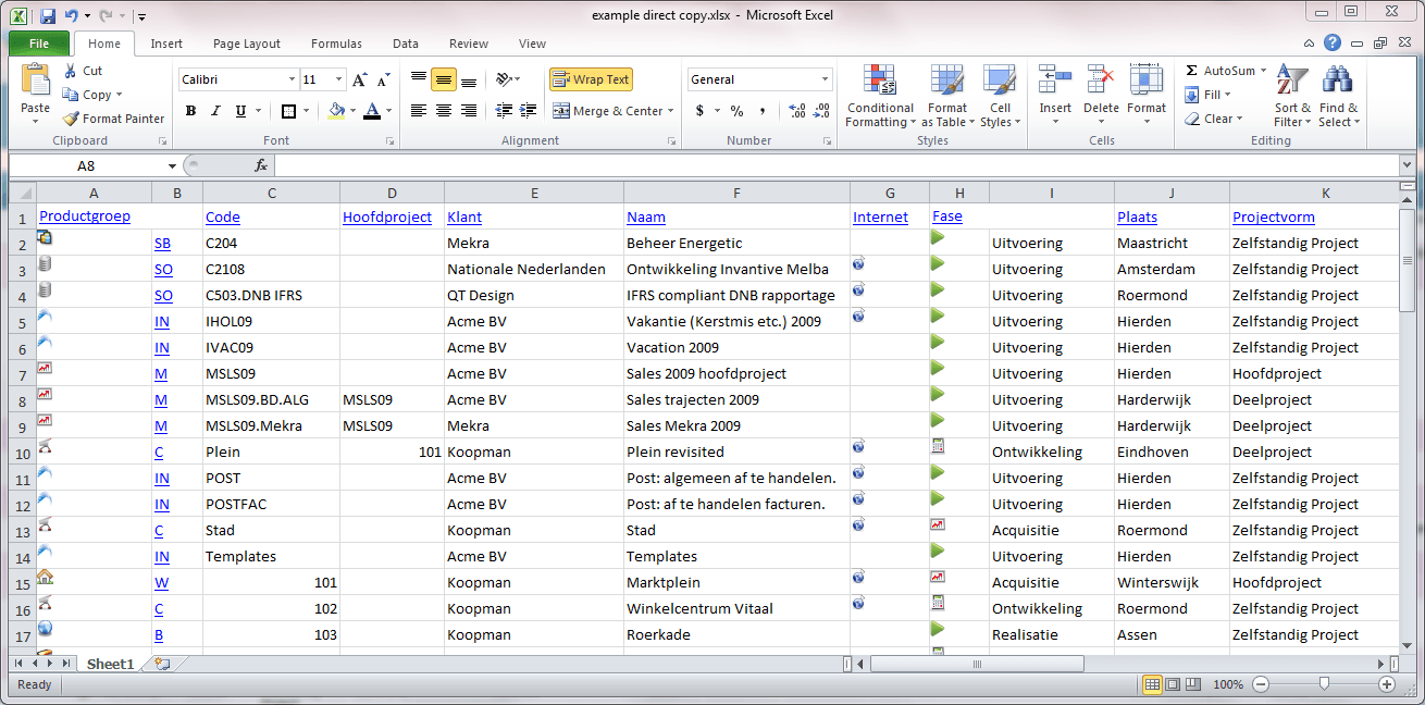 Gegevens kopieren naar Microsoft Excel