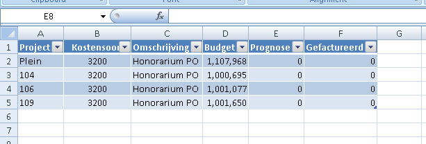 Scherm Microsoft Excel koppeling voor Invantive Estate: verfraai opmaak