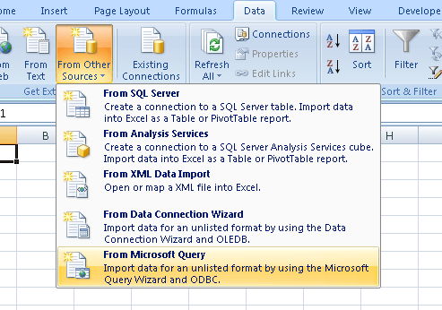 Scherm Microsoft Excel koppeling voor Invantive Estate: wizard