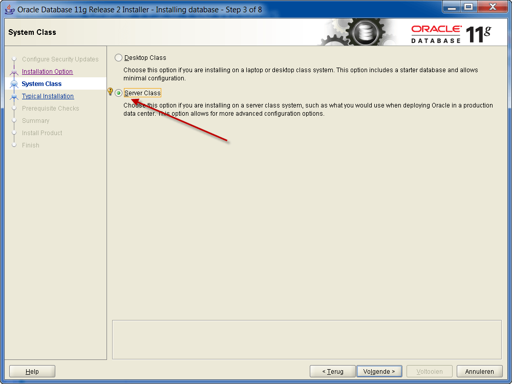 Installatie Oracle 11g R2 op Windows: Soort database