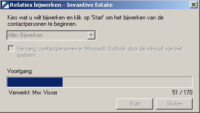 Outlook Add-in Contactpersonen bijwerken voortgang