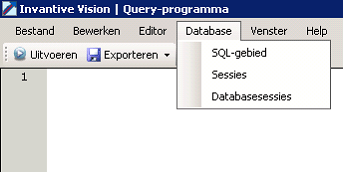 Query Tool menuoptie Database 