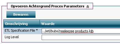 Scherm webfrontend Reeleezee koppeling: Bestand met Producten Parameters