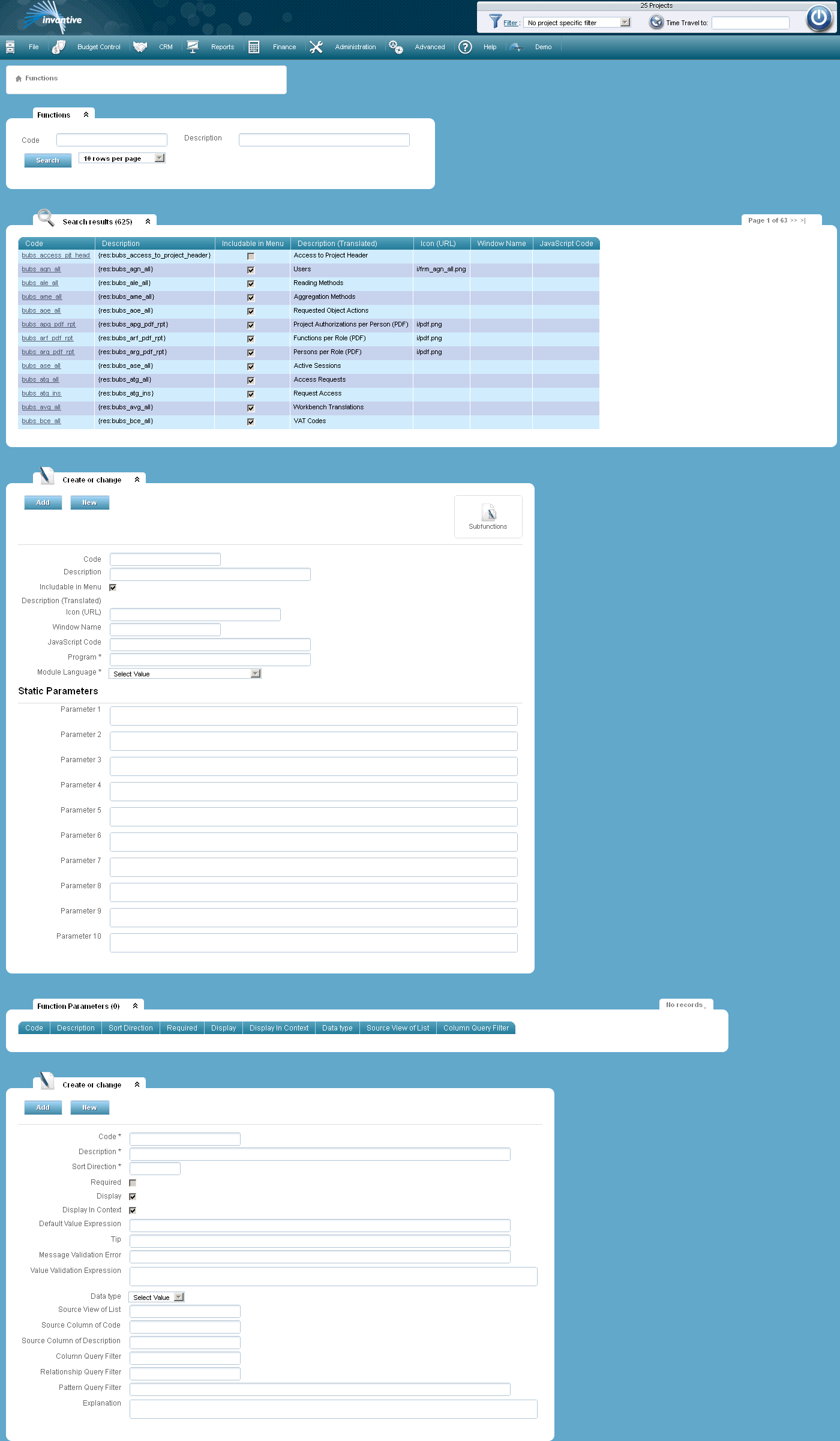 Functions Screen