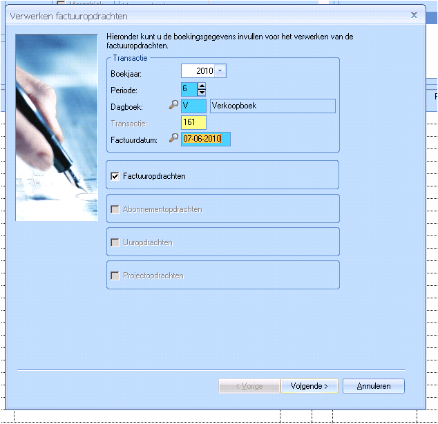 Screen UNIT4 Multivers gateway: Process invoice orders