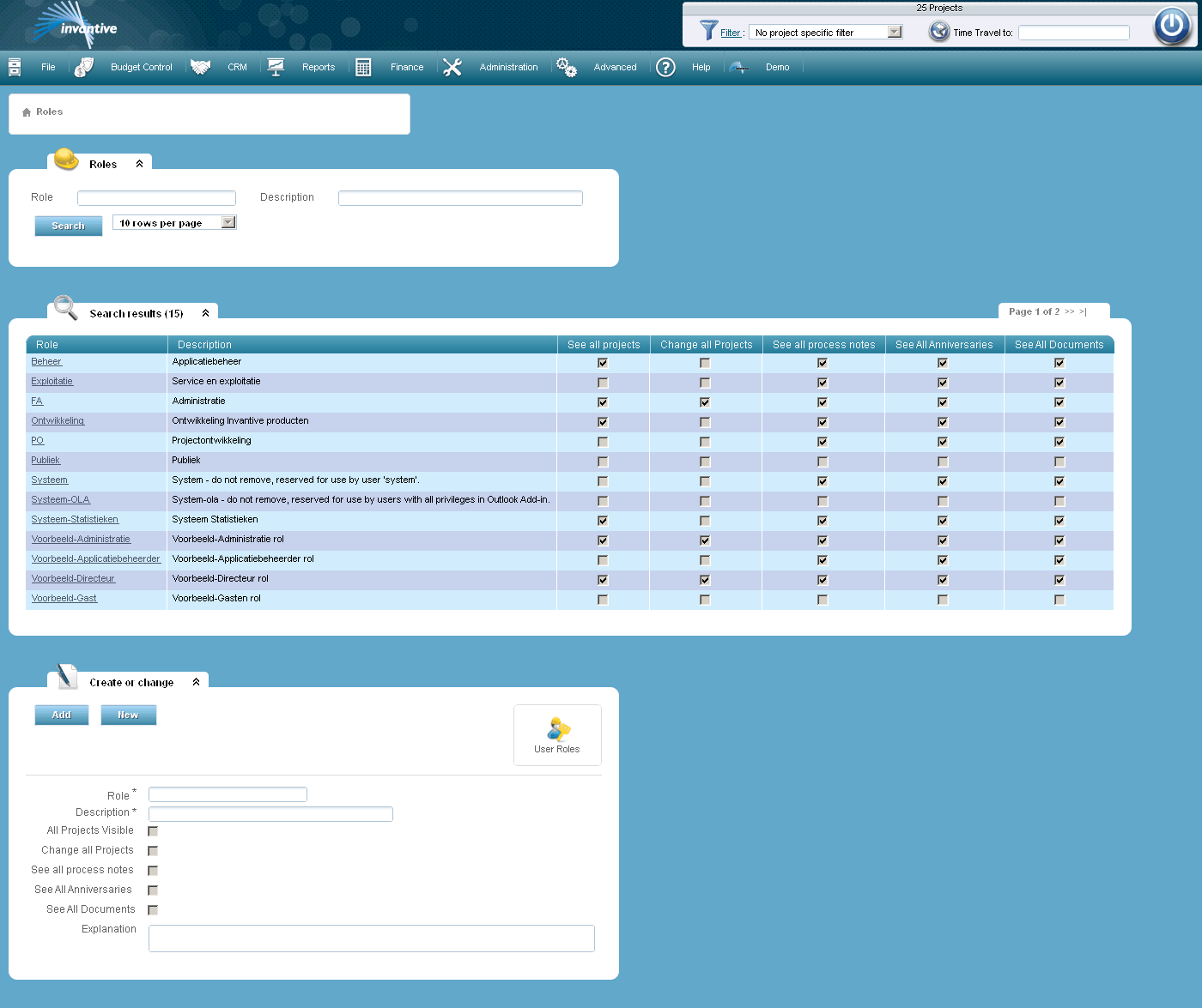 Roles Screen