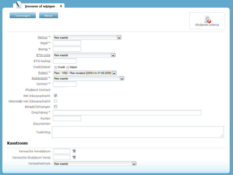 Add realization numbers project screen
