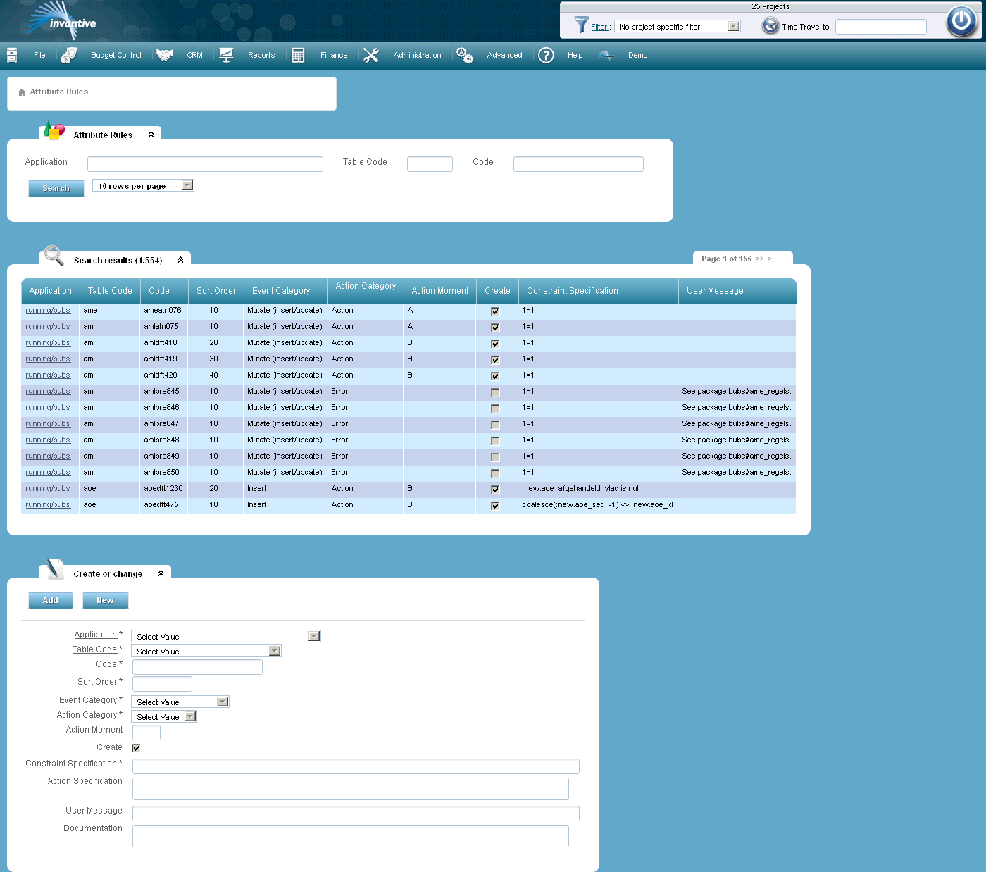 Attribute Rules Screen