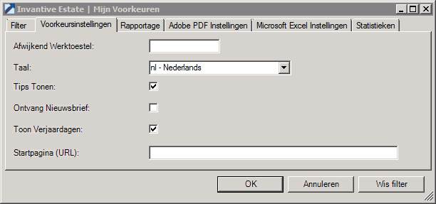 Screen Outlook Add-in My Preferences: Preference setting