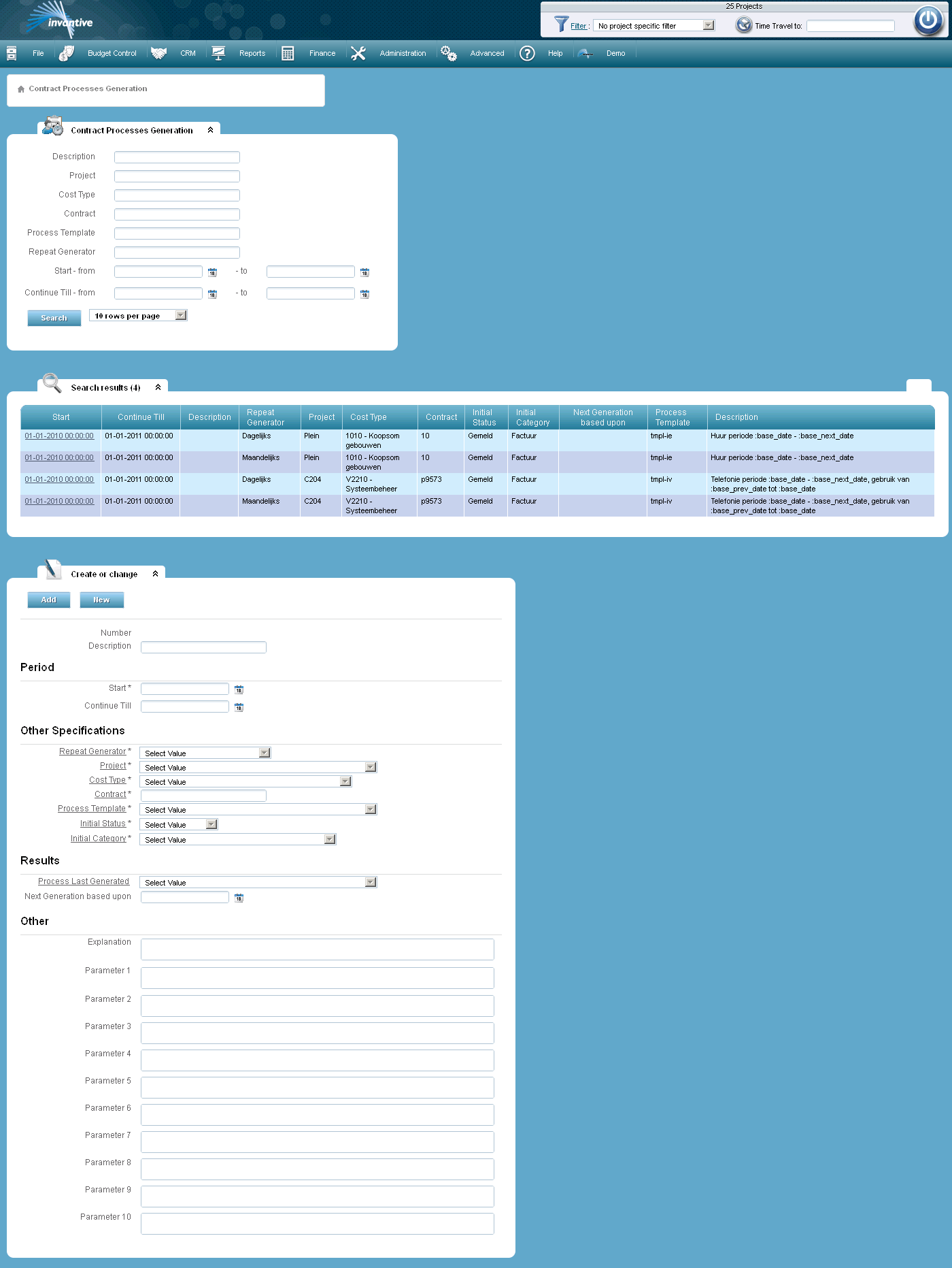 Contract Task Generation Screen