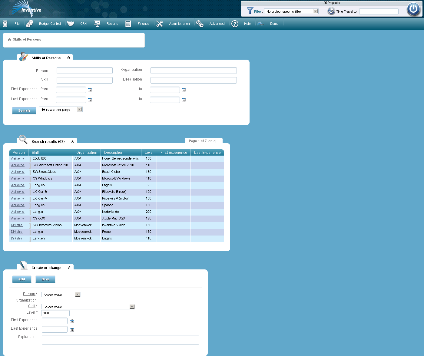 Personal Skills Screen