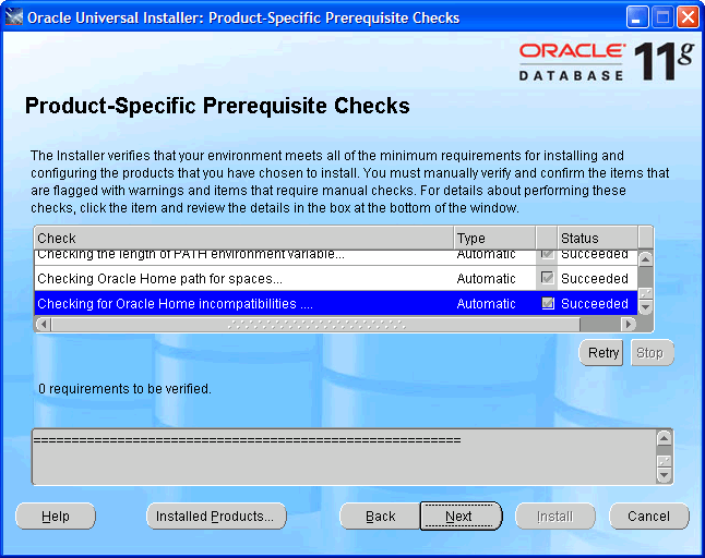 Installation Oracle Client: control preconditions