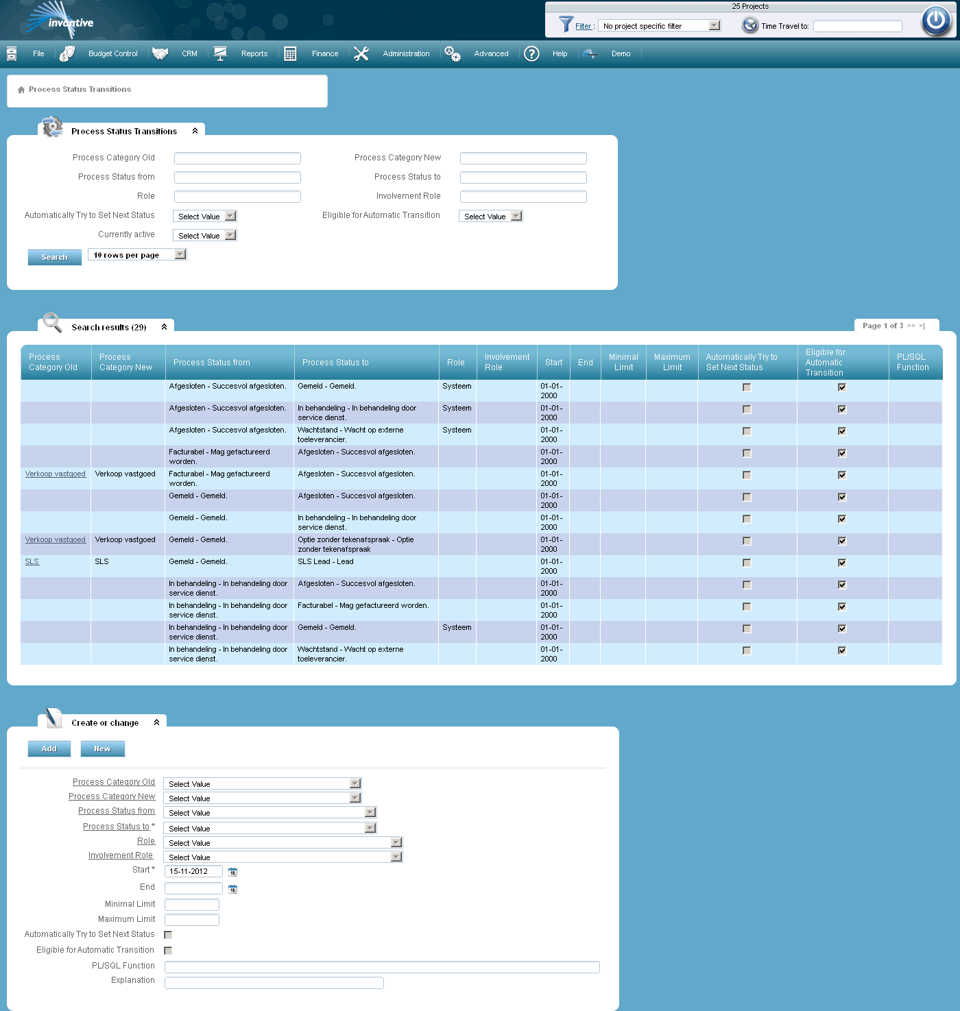 Transitions Task Status Screen