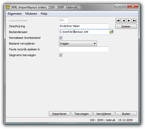 King Interface Screen: Options import XML