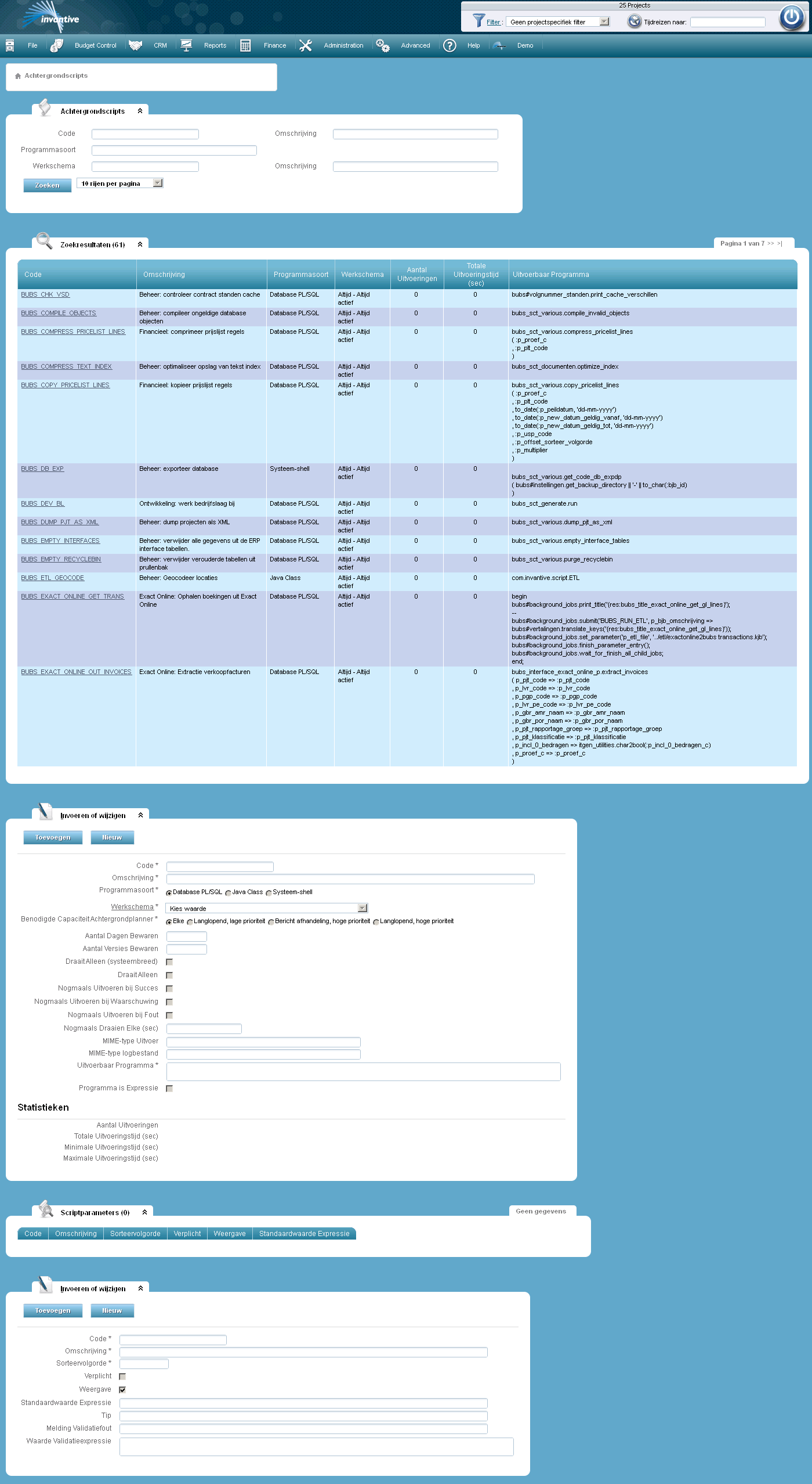 Scherm Achtergrondscripts