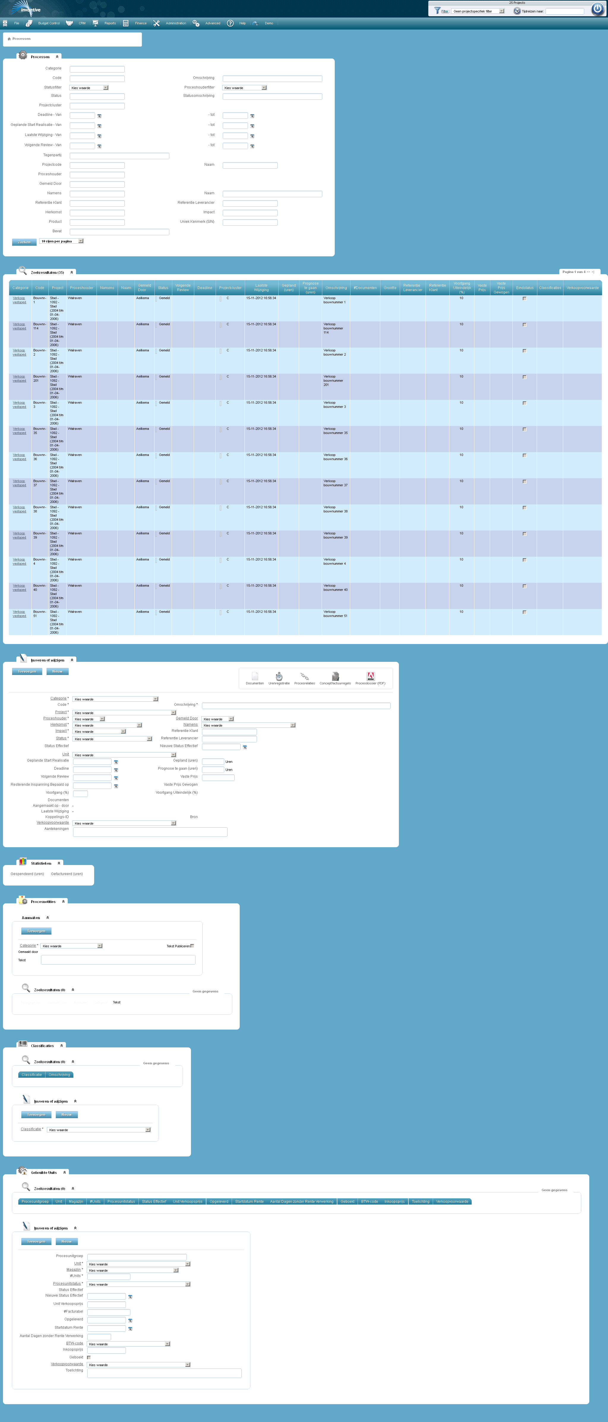 Scherm Taken op een project