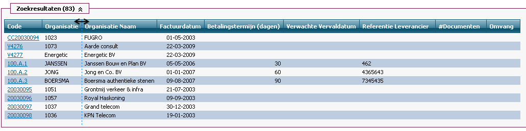 Kolombreedte wijzigen