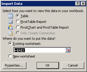 Scherm Microsoft Excel koppeling voor Invantive Vision: bepaal waar gegevens in Excel