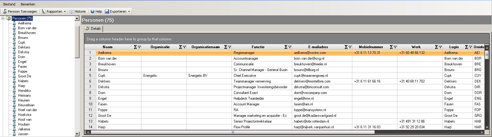 Scherm Outlook Add-in Personen